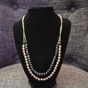 Chic Black and Gold Beaded Necklace